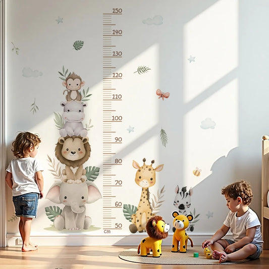 Jungle Safari Animals Height Chart Kids Wall Sticker