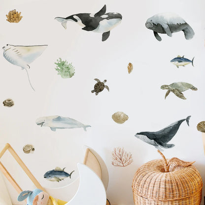 Marine Life Jellyfish Seaweed Fish Sea Kids Wall Stickers