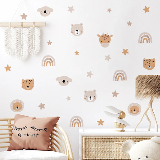 Boho  Rainbow Animals Kids Wall Sticker