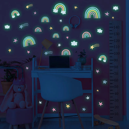 Rainbow Clouds Stars Luminous Kids Wall Stickers