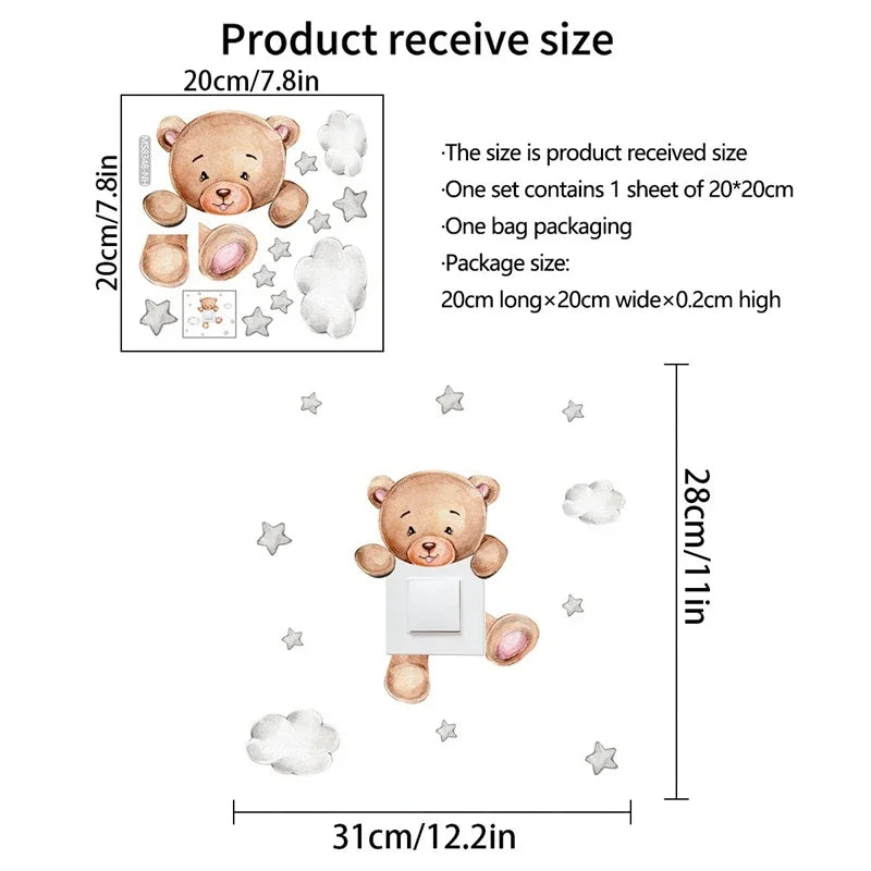 Luminous Giraffe Bear Elephant Star Switch Sticker Kid Baby Bedroom Decoration Self-adhesive Home Decor Wallpaper Wall Decals