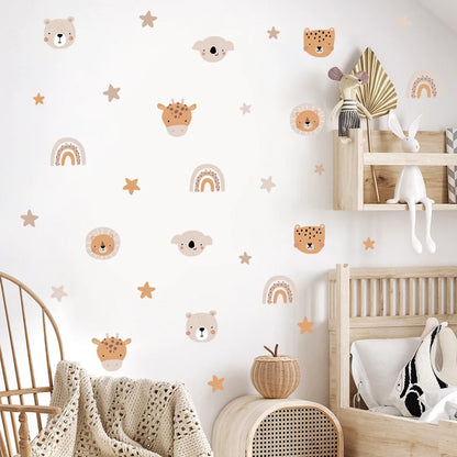 Boho  Rainbow Animals Kids Wall Sticker