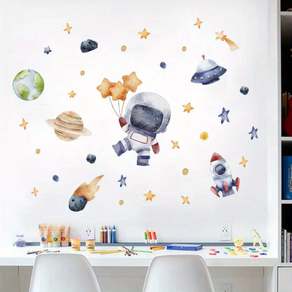 Cartoon Astronaut  Space Kids Wall Stickers