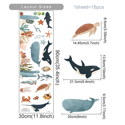 Marine Life Jellyfish Seaweed Fish Sea Kids Wall Stickers