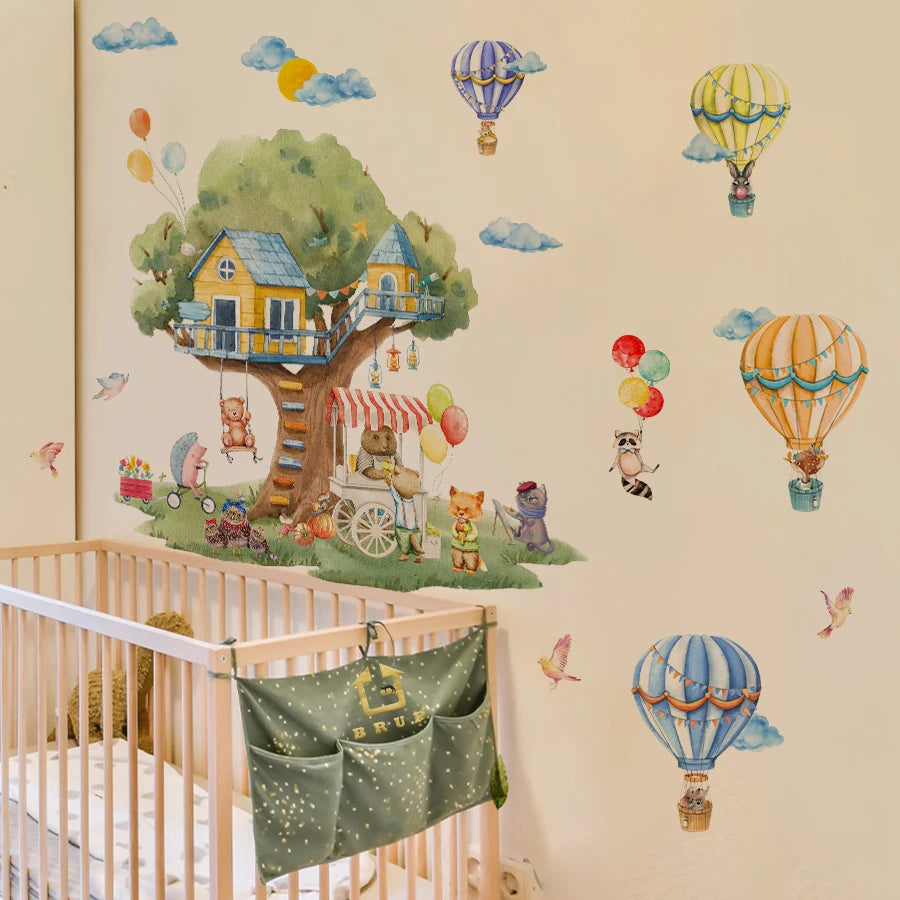 Tree & Balloon Animals Kids Wall Stickers