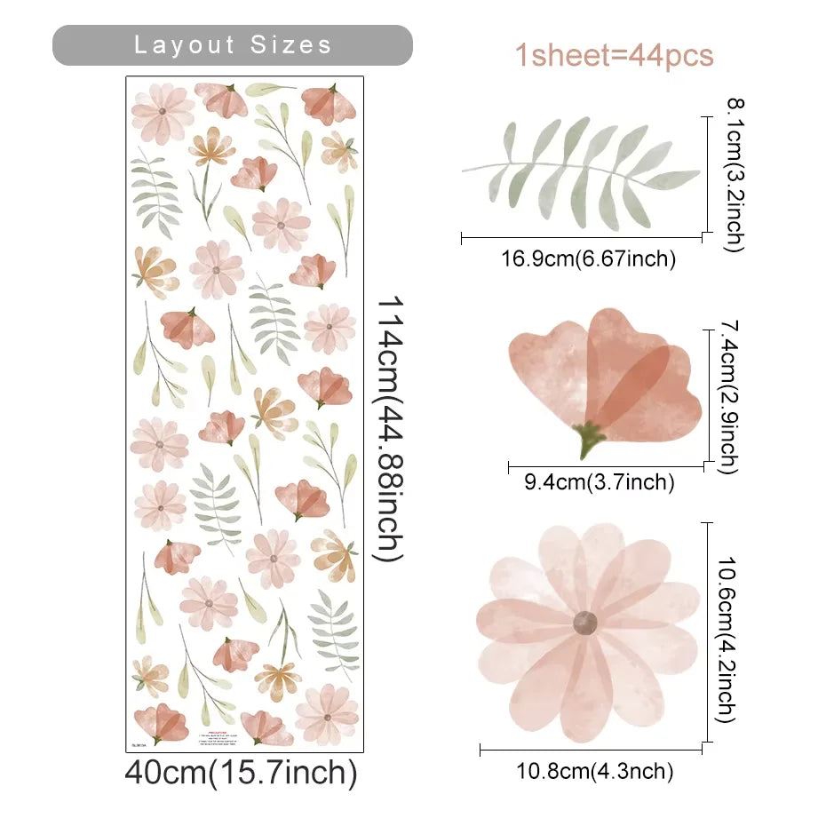 Boho Flowers Kids Wall Stickers