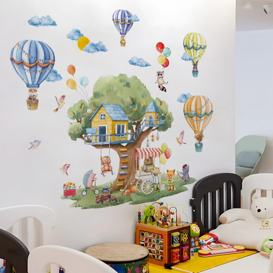 Tree & Balloon Animals Kids Wall Stickers