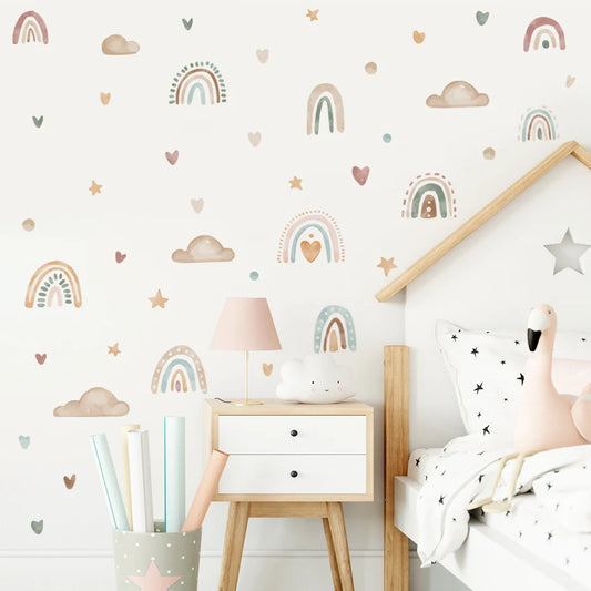 Rainbow, Sun, and Clouds Kids Wall Sticker