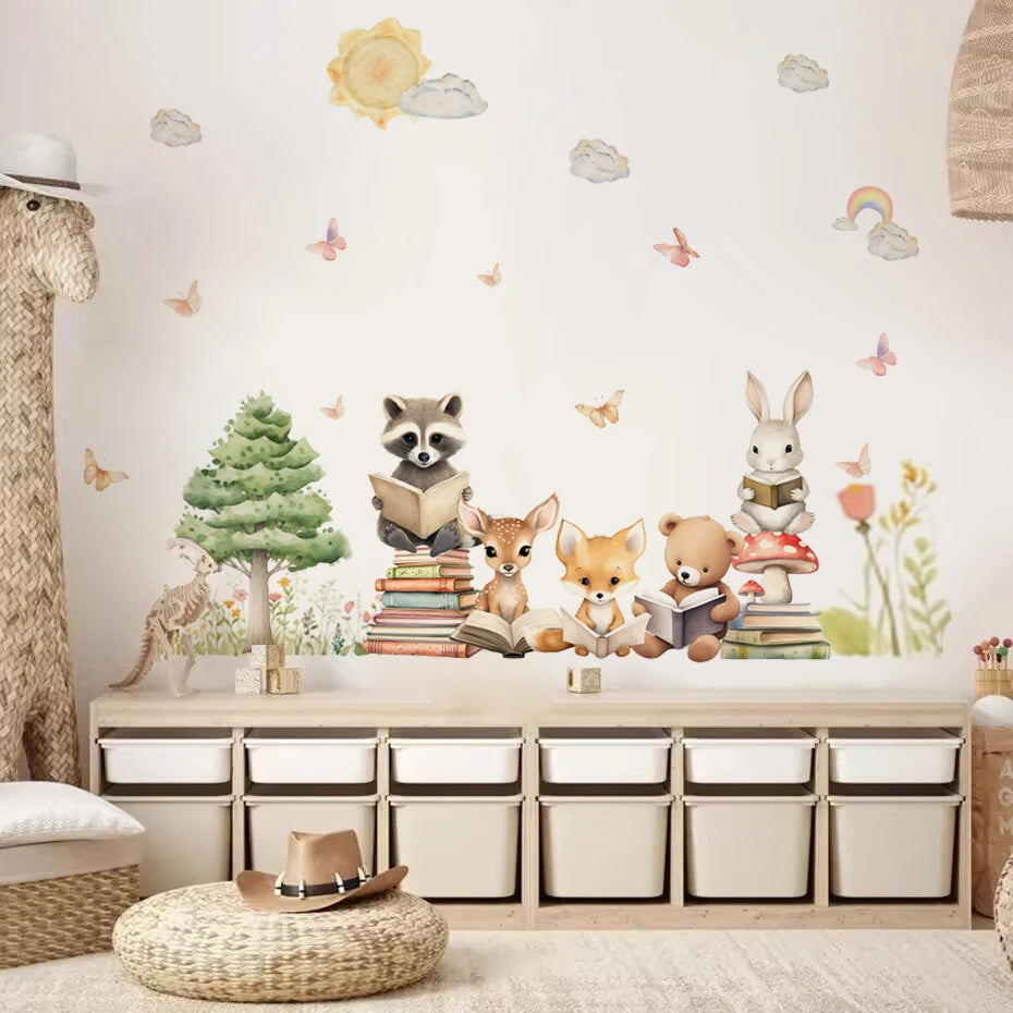 Cute Woodland Animals learning Kids Wall Stickers