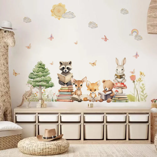 Cute Woodland Animals learning Kids Wall Stickers
