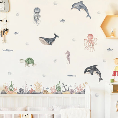 Marine Life Jellyfish Seaweed Fish Sea Kids Wall Stickers