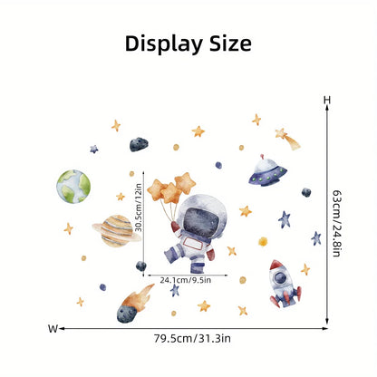 Cartoon Astronaut  Space Kids Wall Stickers