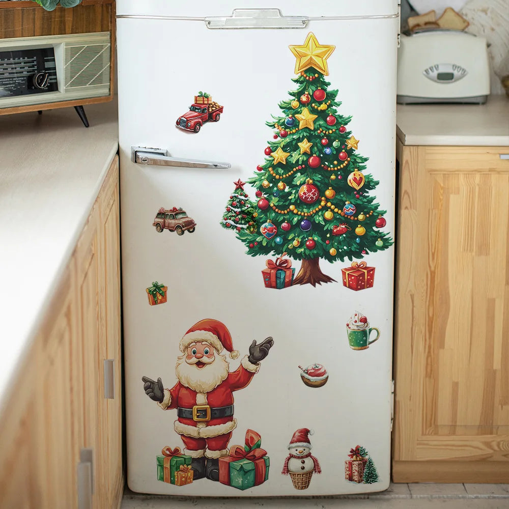Christmas Tree Santa Gift Box Kids Wall Stickers