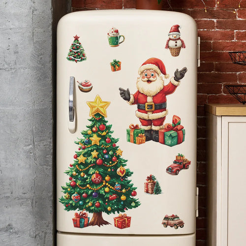 Christmas Tree Santa Gift Box Kids Wall Stickers