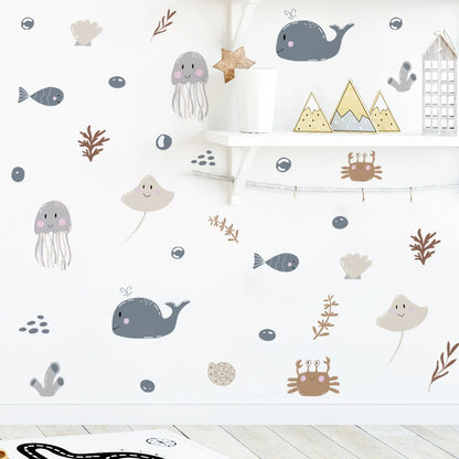 Ocean Whale Seaweed Kids Wall Stickers
