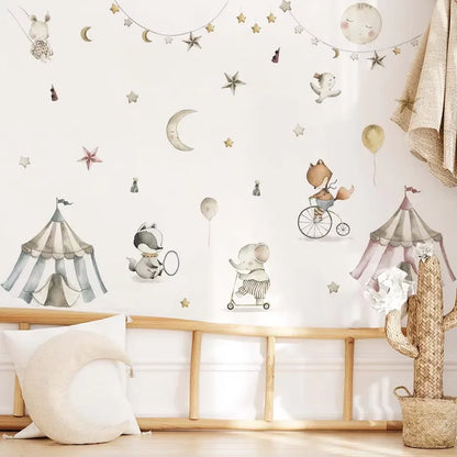 Elephant Giraffe Tiger Tree Kids Wall Stickers