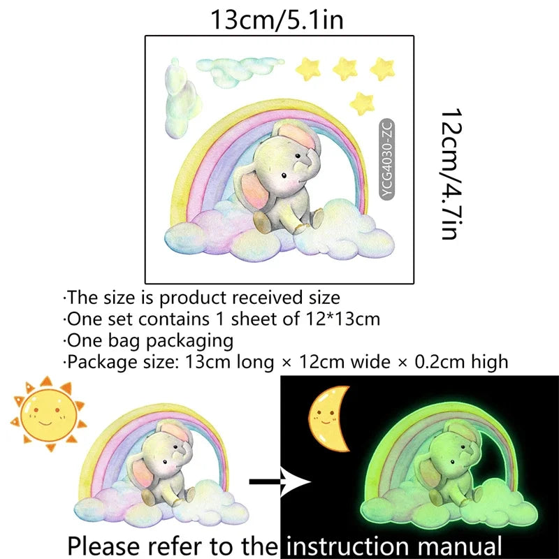 Luminous Giraffe Bear Elephant Star Switch Sticker Kid Baby Bedroom Decoration Self-adhesive Home Decor Wallpaper Wall Decals