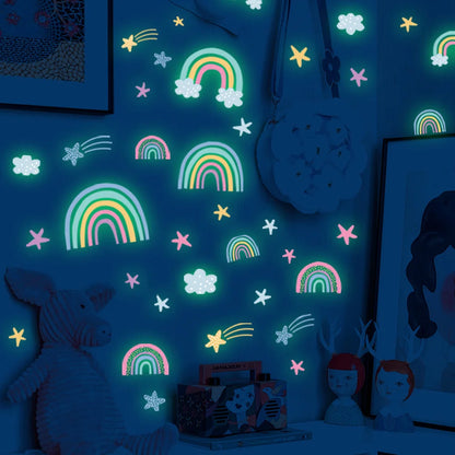Rainbow Clouds Stars Luminous Kids Wall Stickers