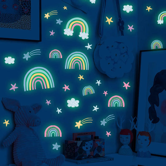 Rainbow Clouds Stars Luminous Kids Wall Stickers
