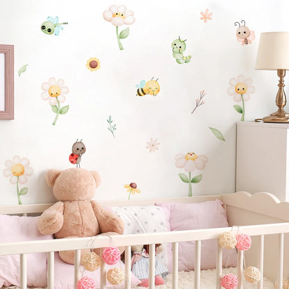 Boho Snail Mushroom Leaves Kids Wall Stickers
