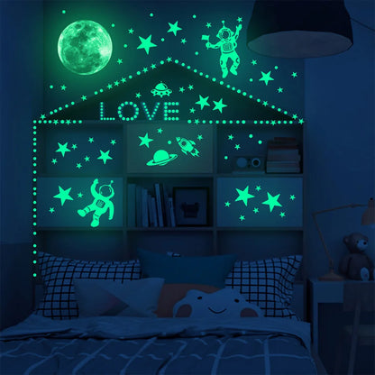 Astronaut Star Moon Luminous Kids Wall Stickers