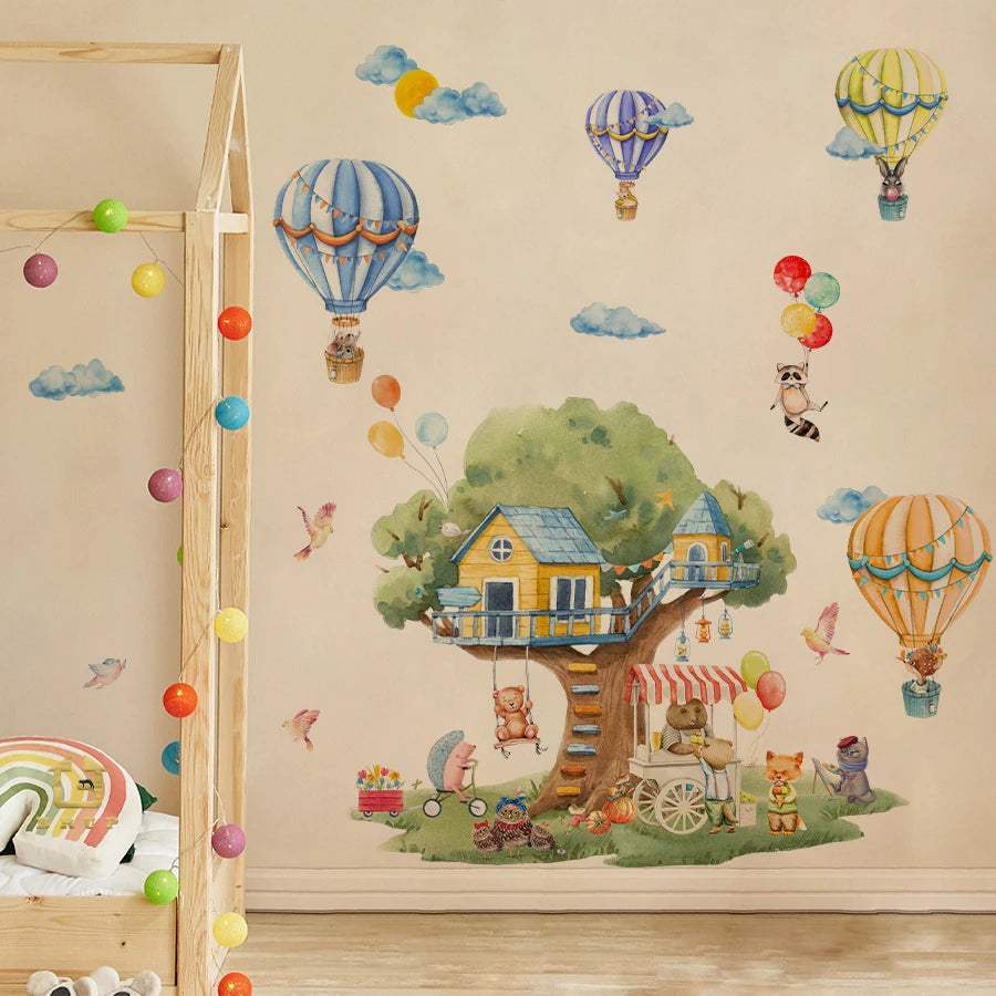 Tree & Balloon Animals Kids Wall Stickers
