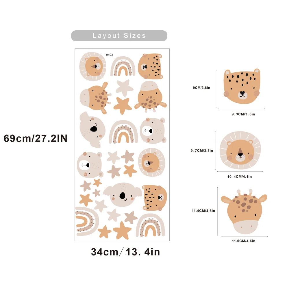 Boho  Rainbow Animals Kids Wall Sticker
