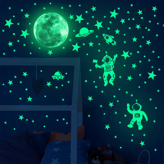 Astronaut Star Moon Luminous Kids Wall Stickers
