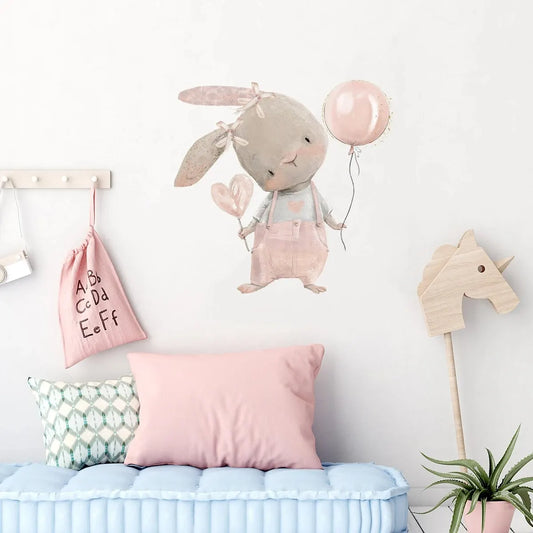 Cute Rabbit Balloon Kids Wall Sticker