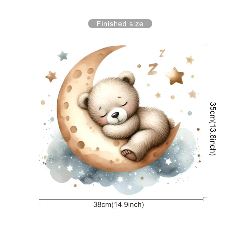 Teddy Bear Cloud Stars Balloon Kids Wall Stickers