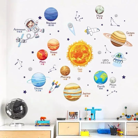 Solar System Planet Sun Earth Moon Kids Wall Stickers